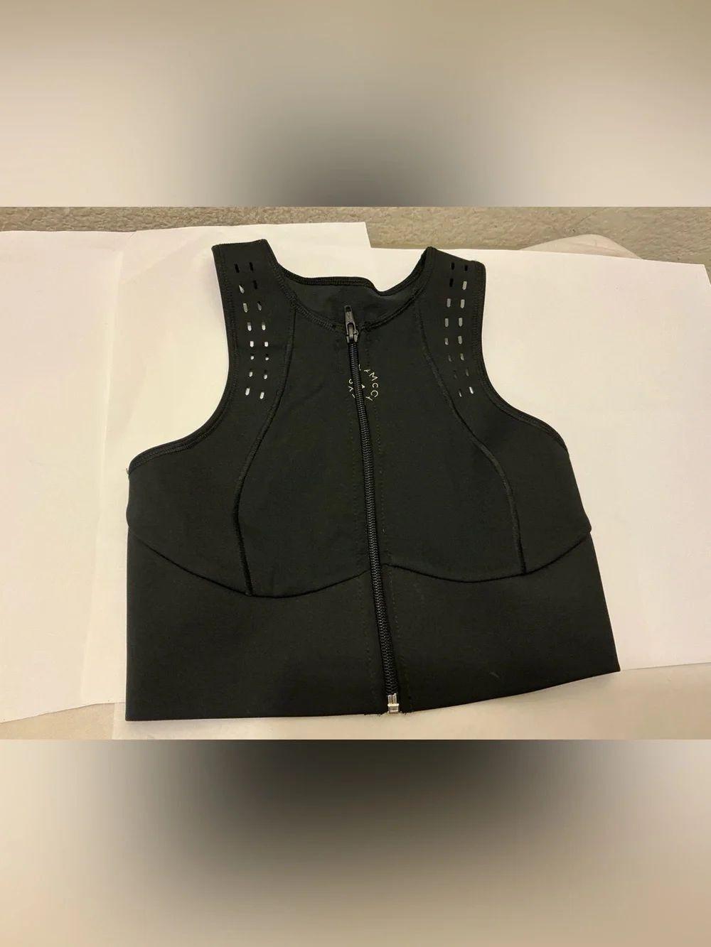 Adidas by Stella McCartney Black Front-Zip Athletic Crop Top